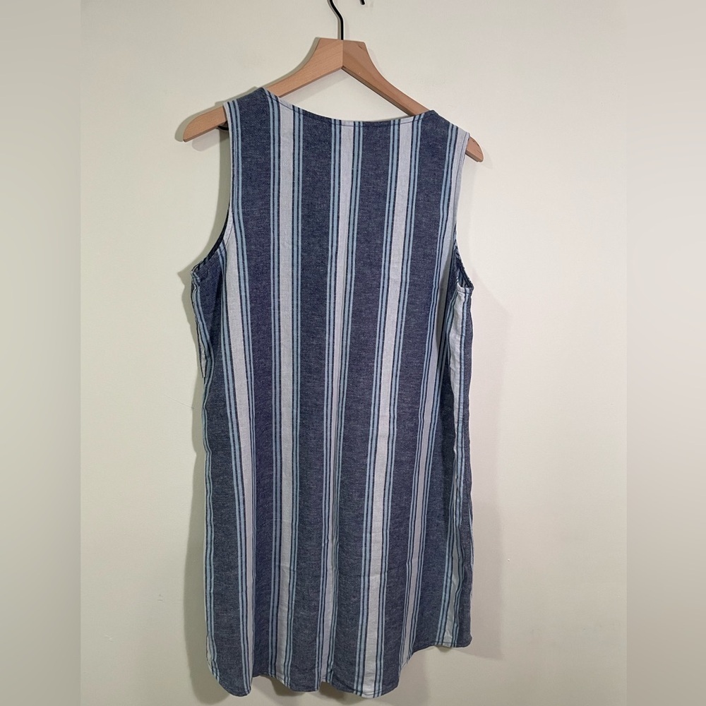 GAP Linen Blend Blue & White Stripe Shift Dress, Size Large EUC Summer Comfort - Picture 4 of 7